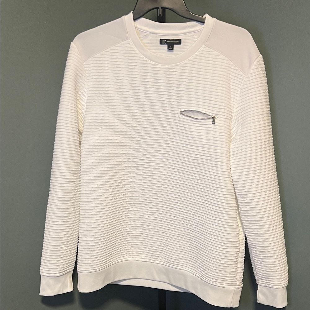 INC International Concepts Ivory Textured Crewneck Sweater